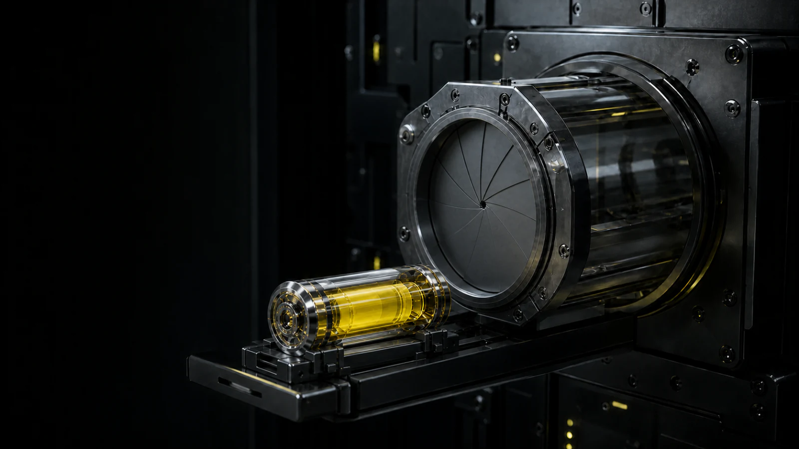 ExitCanary verification machine with the canary capsule waiting at intake.